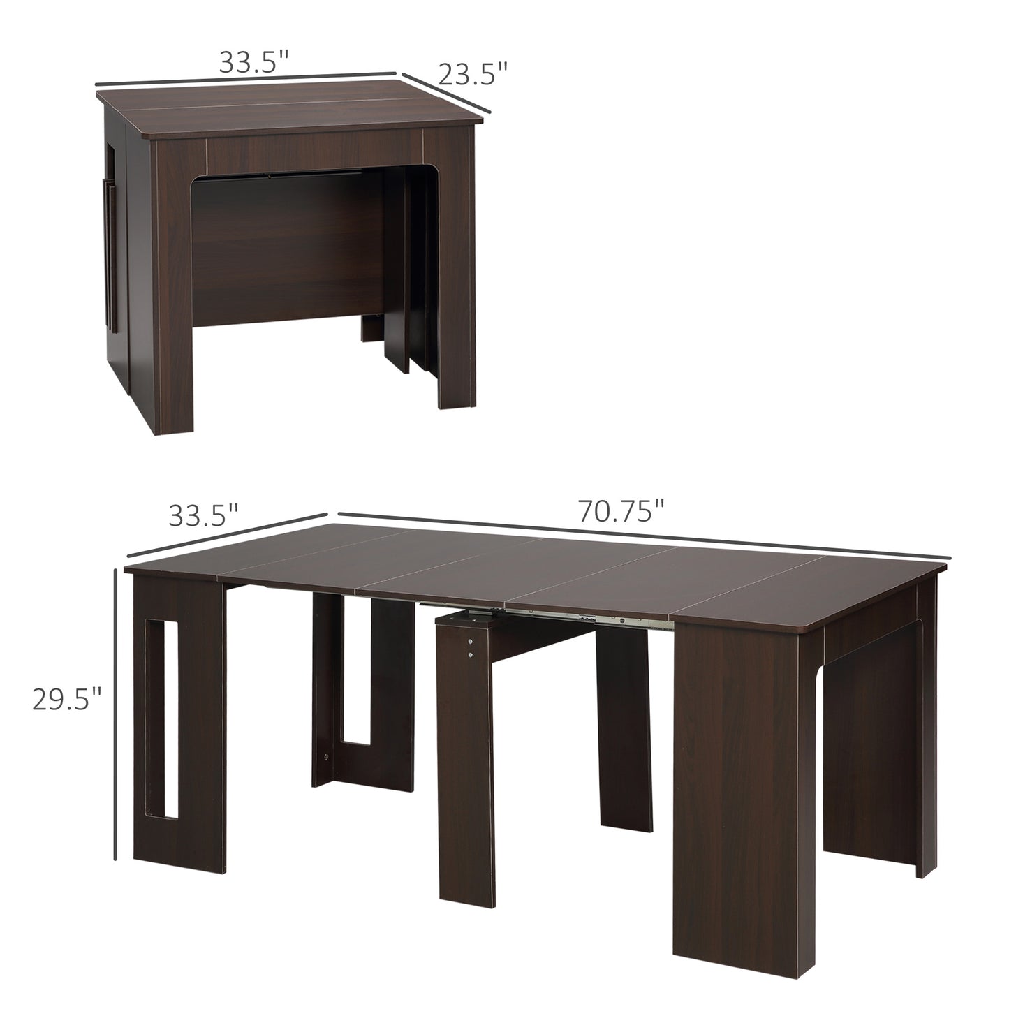 Foldable Table, Extendable Dining Table, Kitchen Table for Small Spaces, Seats up to 6 People, Dark Brown