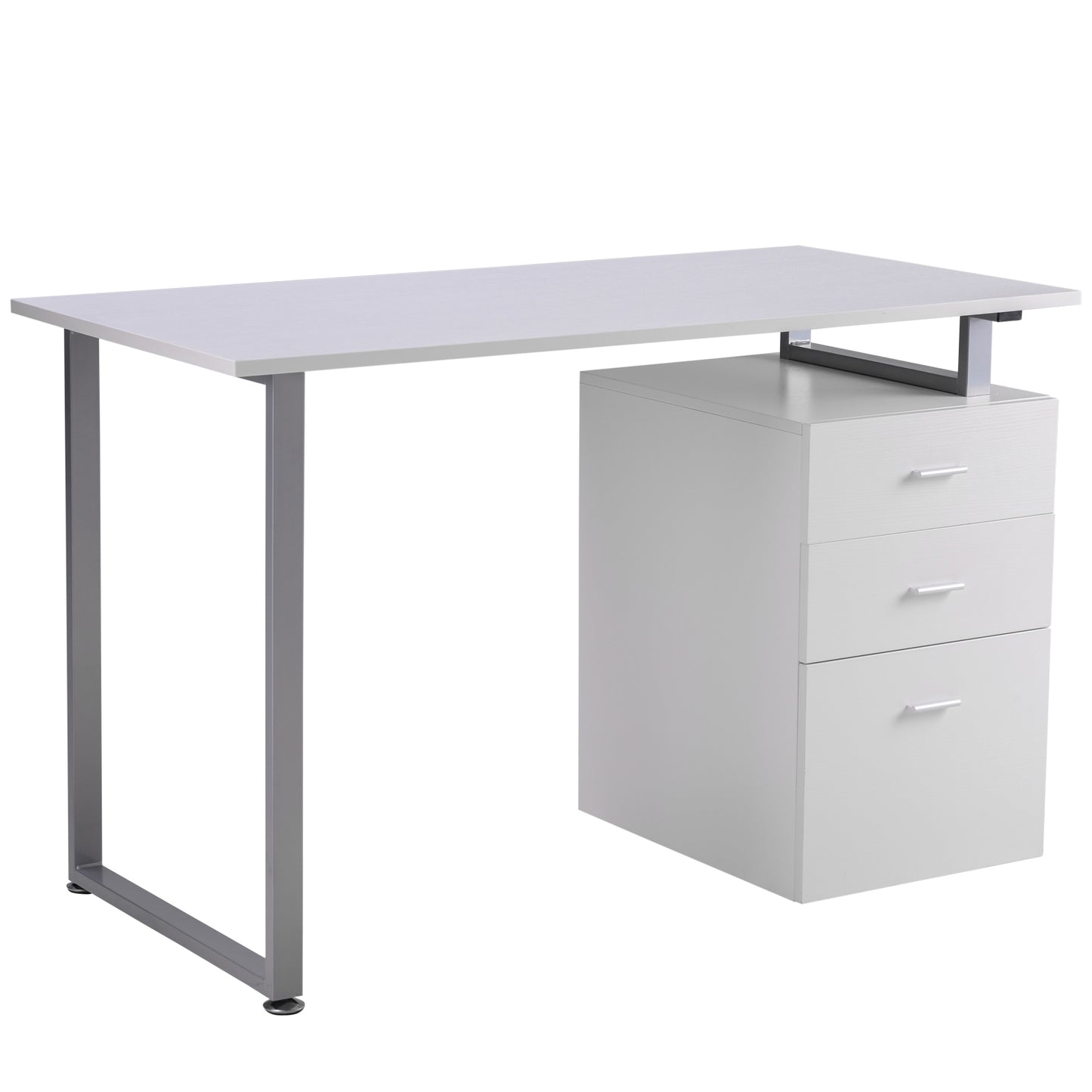 Industrial Style Office Desk Computer Desk with Multi-Use Removable File Drawers White