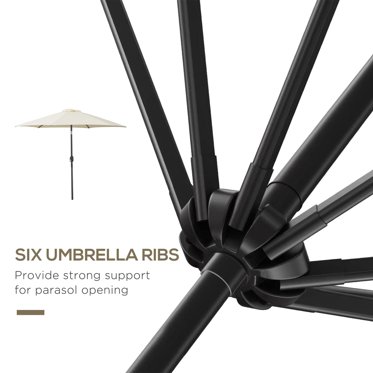 Outsunny 9' Patio Umbrella with Crank Handle Tilt Canopy Market Sunshade