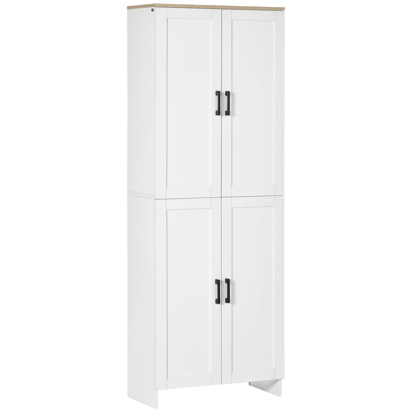 67" 4-Door Kitchen Pantry Cabinet, FreestandingStorage Cabinet Cupboard with Adjustable Shelves,, White