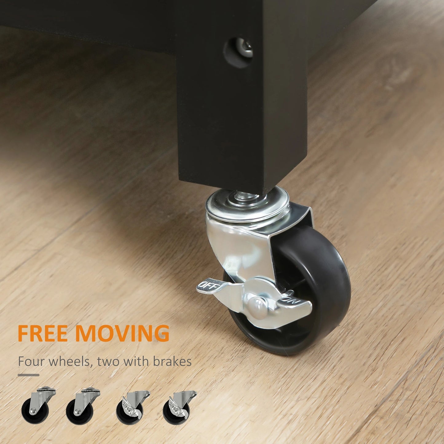 Kitchen Island, Compact Kitchen Cart on Wheels with Open Shelf & Storage Drawer for Dining Room, Kitchen, Black