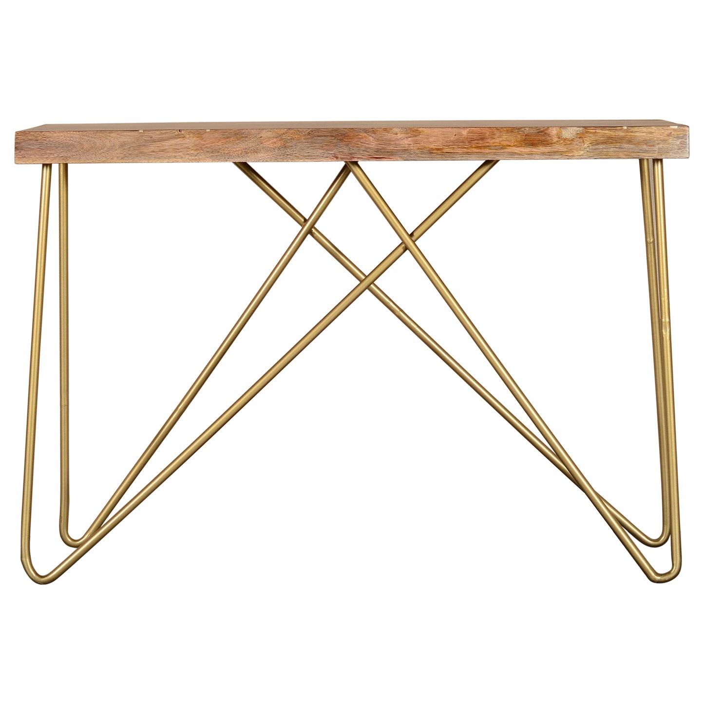 Madox Console Table in Natural and Aged Gold