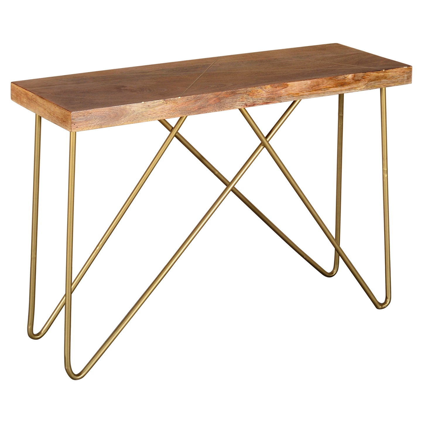 Madox Console Table in Natural and Aged Gold