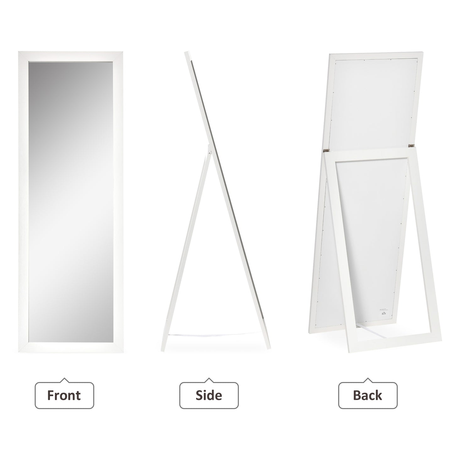 Full Length Mirror, Floor Standing Mirror, Dressing Mirror for Living Room, Bedroom, White