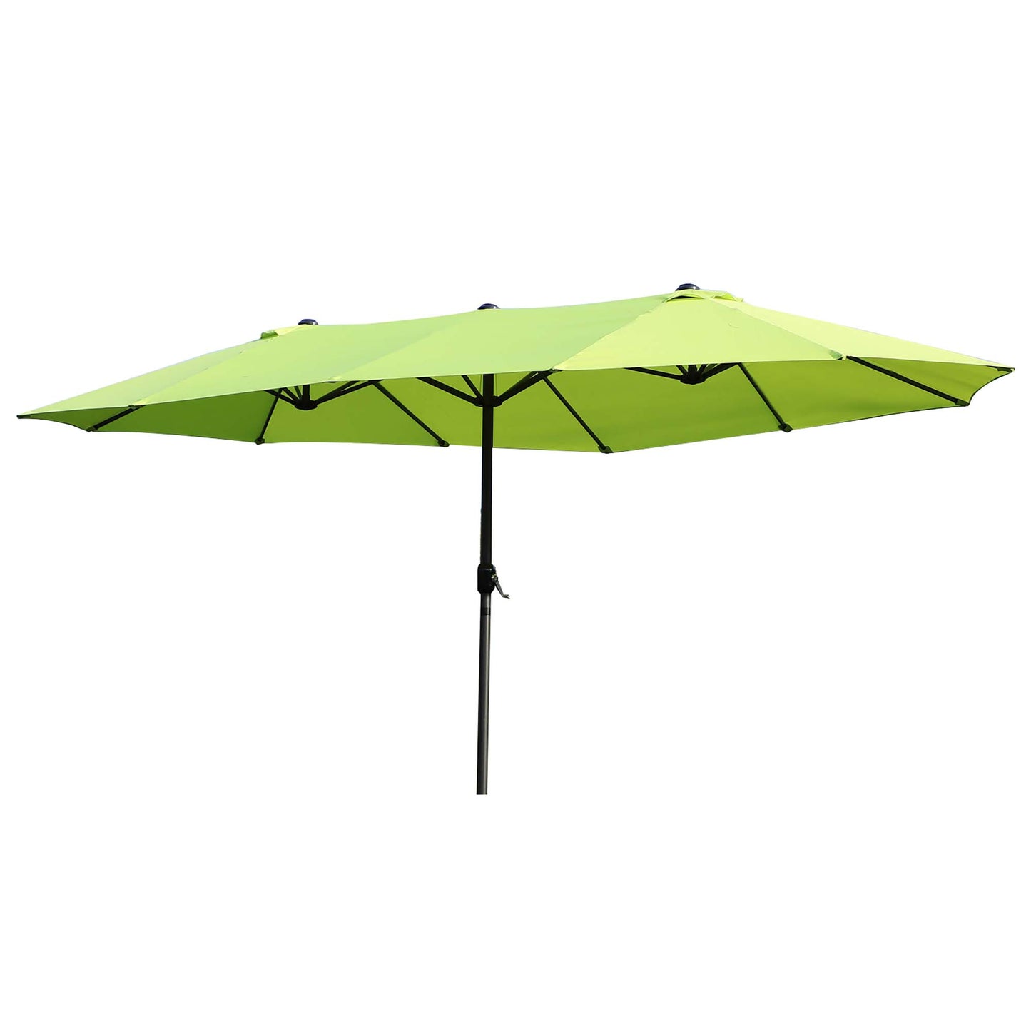 Outsunny 15' Outdoor Patio Umbrella with Twin Canopy Sunshade Steel Table Umbrella with Lift Crank Green