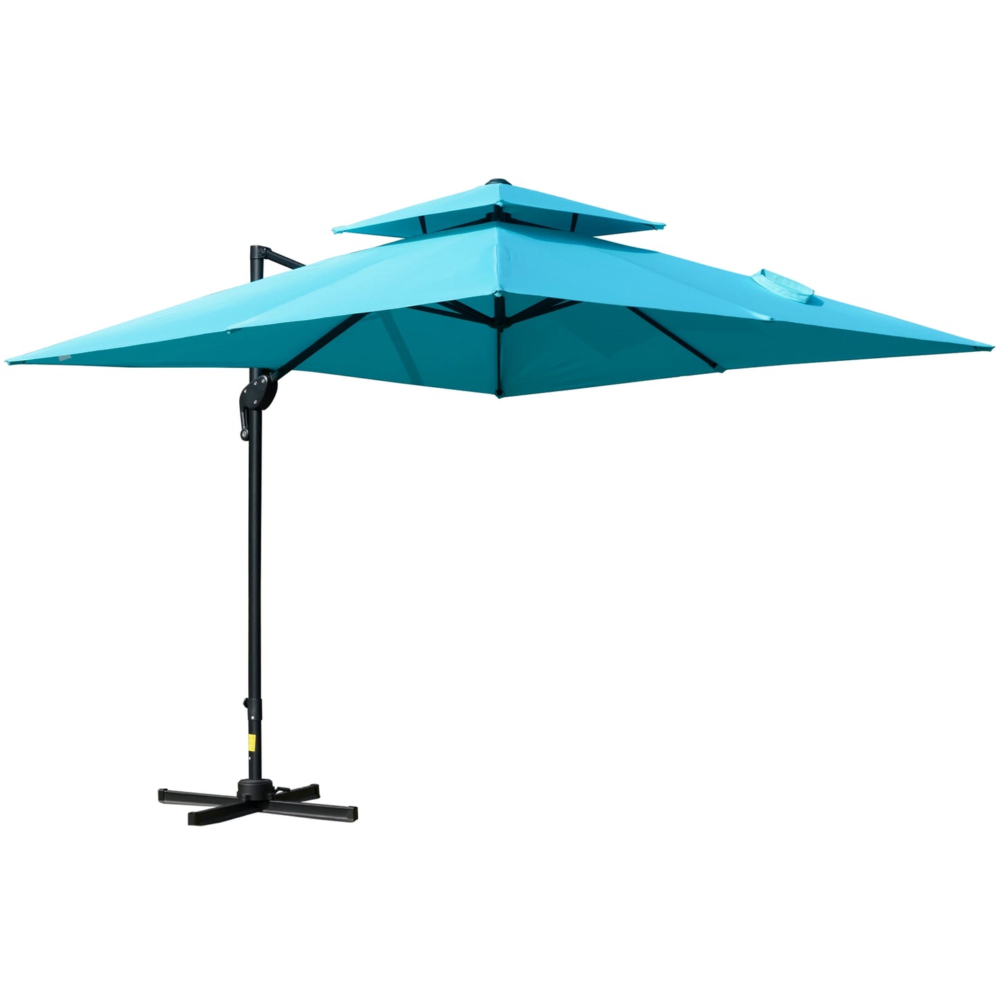 Outsunny 10' x 10' Patio Umbrella Outdoor Square Cantilever Offset Umbrella Aluminum with 360° Rotation, 5 Adjustable Tilt Angles and Umbrella Cover, Light Blue