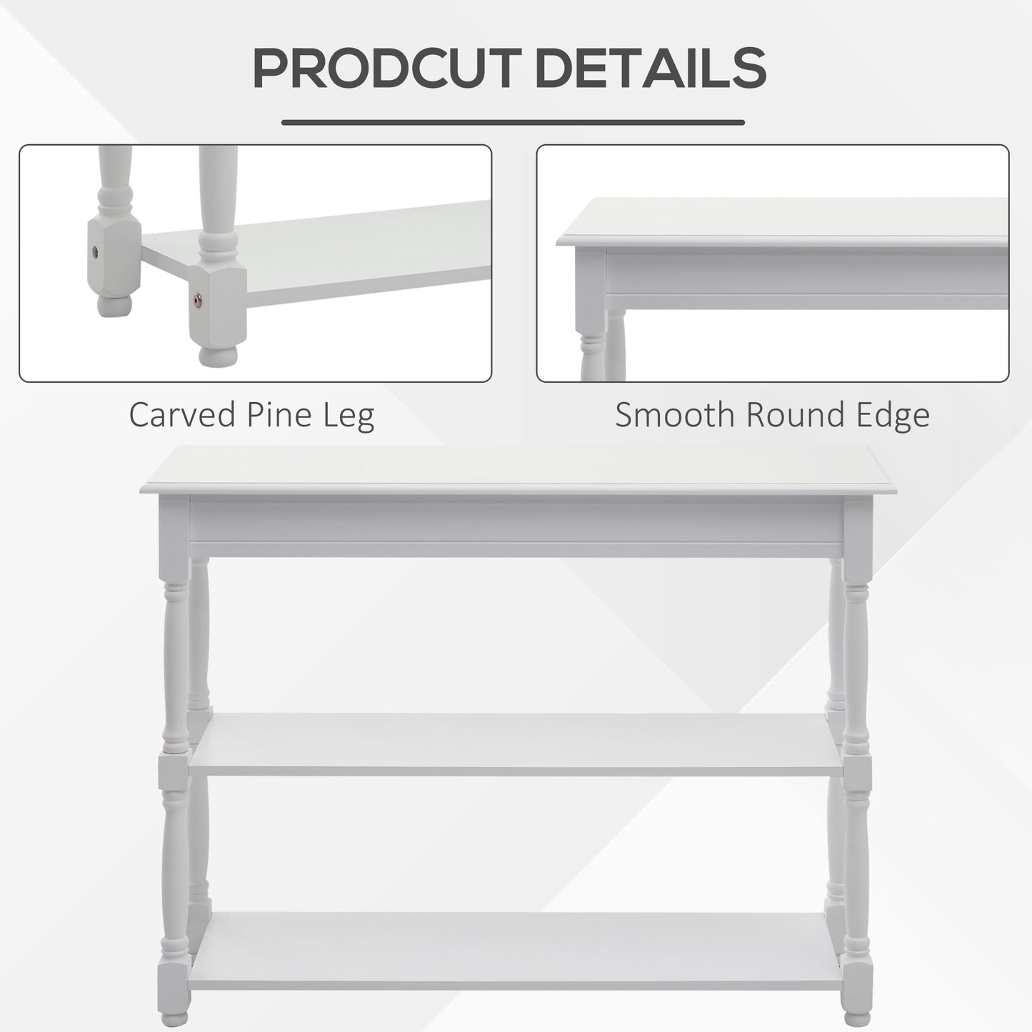 Console Table Modern Sofa Table with 2 Tier Shelves for Living Room, Entryway, Bedroom,