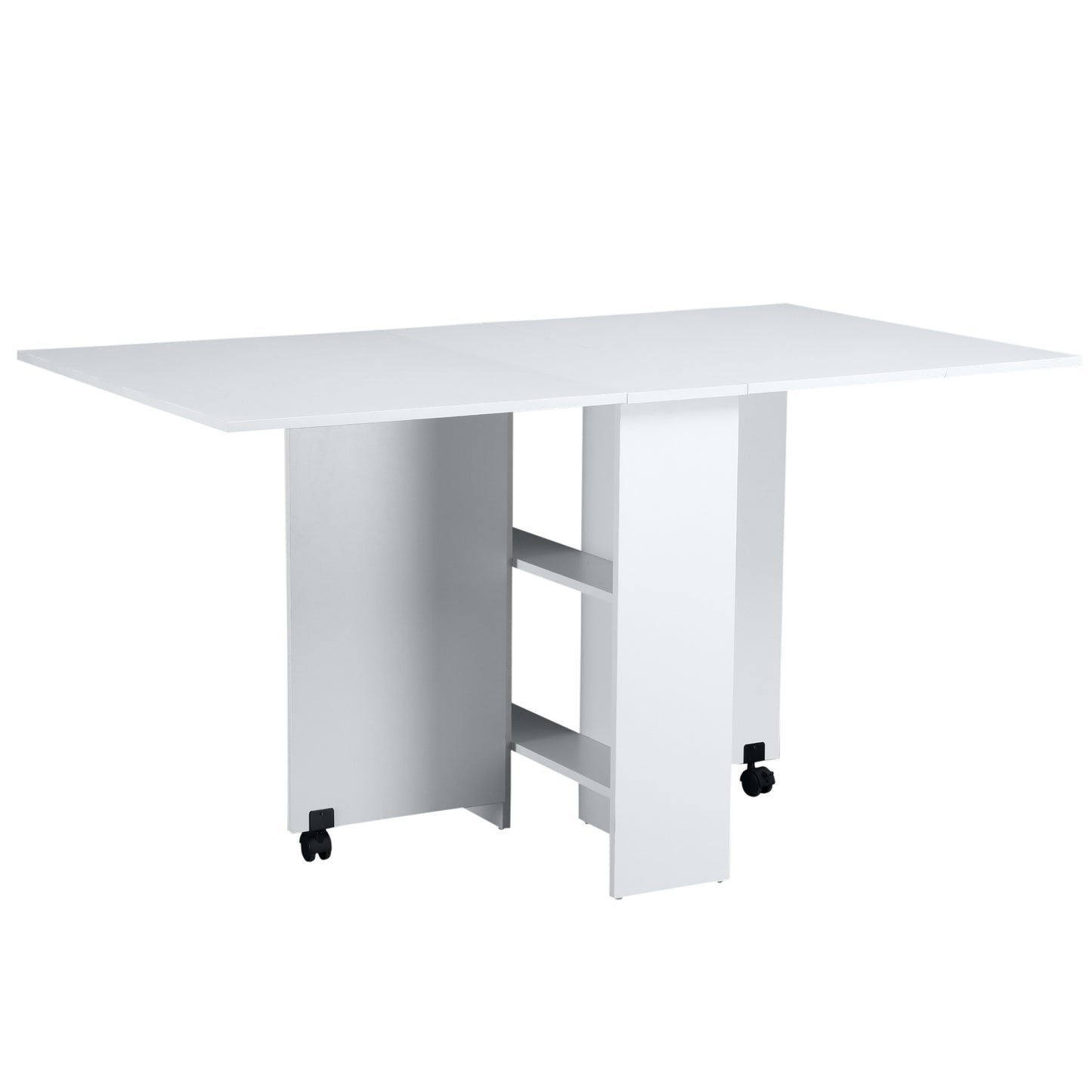 Leaf Table Folding Dining Table Multifunctional Expandable with 2 Shelves