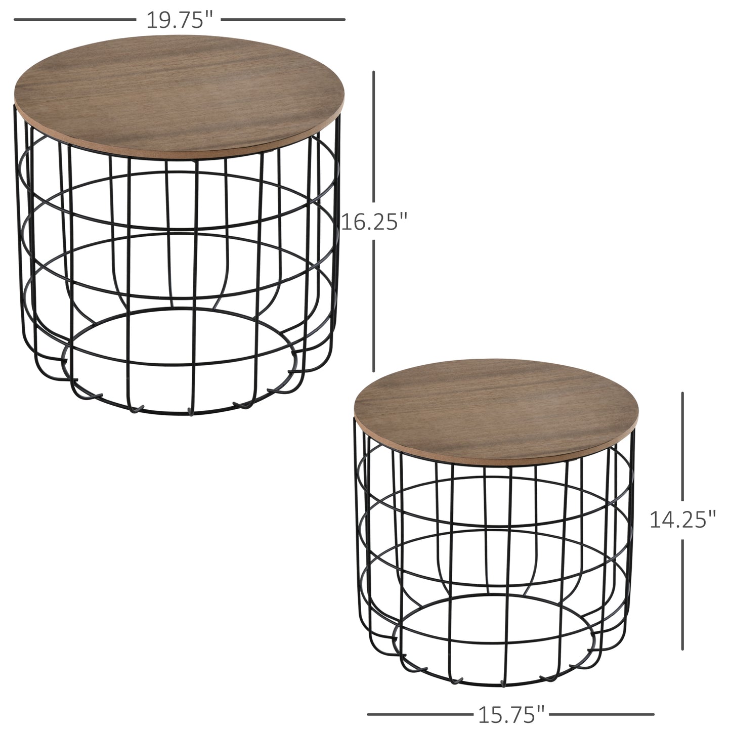 2 Piece Coffee Table Set with a Retro Industrial Style, Extra Storage Space Underneath, & Multipurpose Use, for Living Room, Dining Room, Office