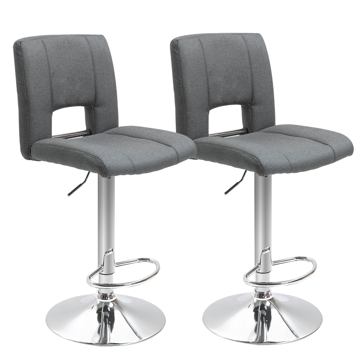 Modern Bar stool Armless Adjustable Height with Swivel Seat, Set of 2, Grey