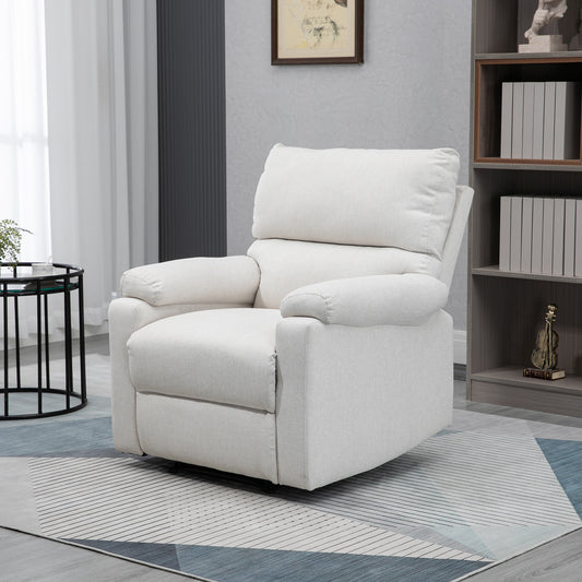 Recliner Sofa Manual Reclining Chair with Footrest Padded Seat for Living Room, Bedroom, Study, Cream White