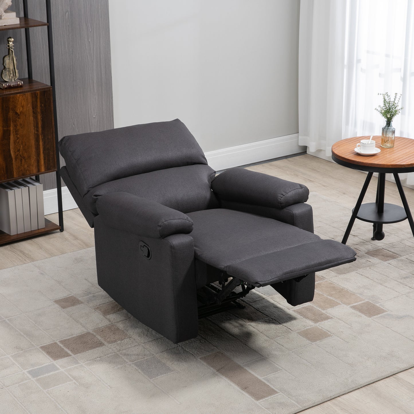 Recliner Sofa Manual Reclining Chair with Footrest Padded Seat for Living Room, Bedroom, Study, Dark Grey