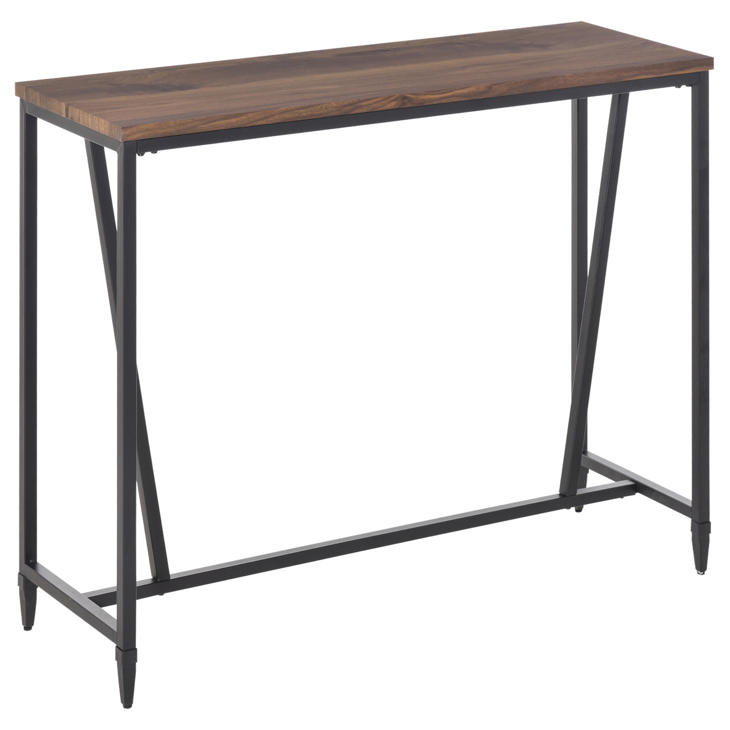 Rustic Industrial Bar Table Accent Pub Table with Metal Legs for Home Bar, Kitchen, Dining Room, Living Room, Walnut