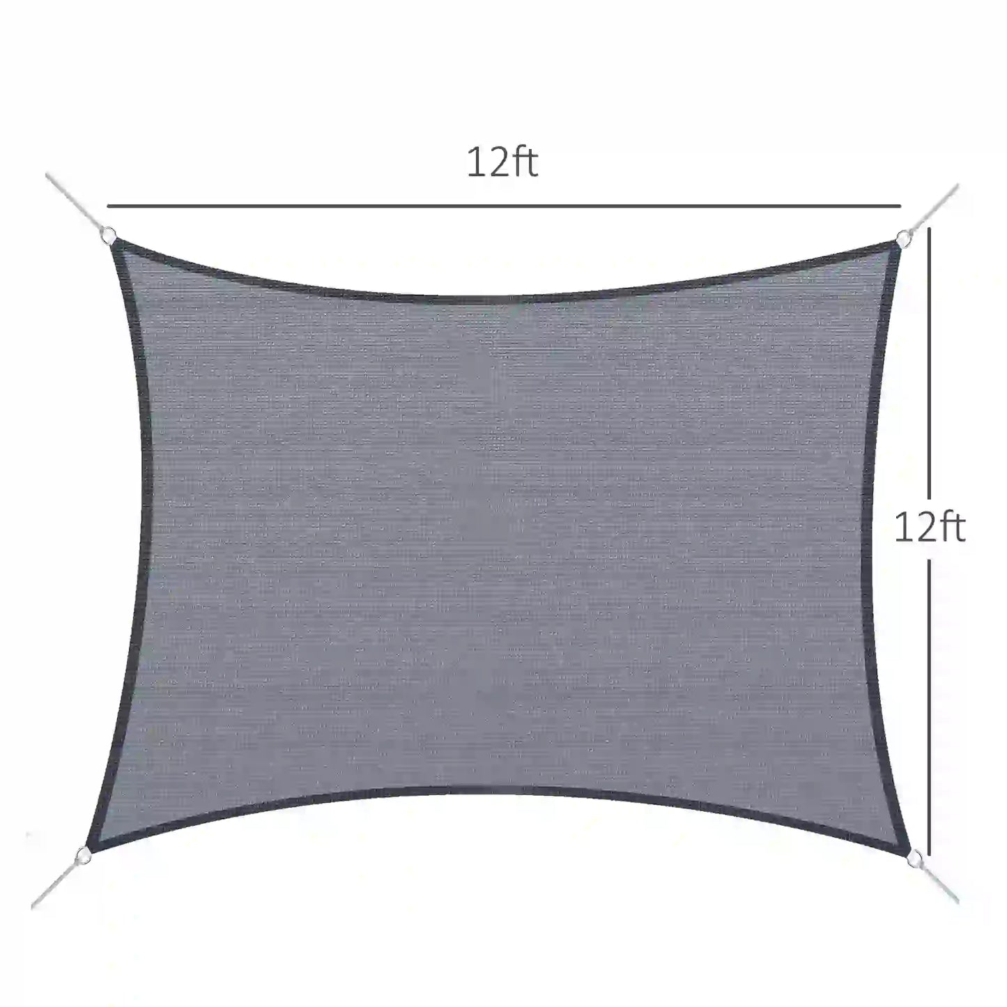 Outsunny 12' Square Sun Shade Sail Canopy Outdoor Lawn Shelter UV Blocking Grey