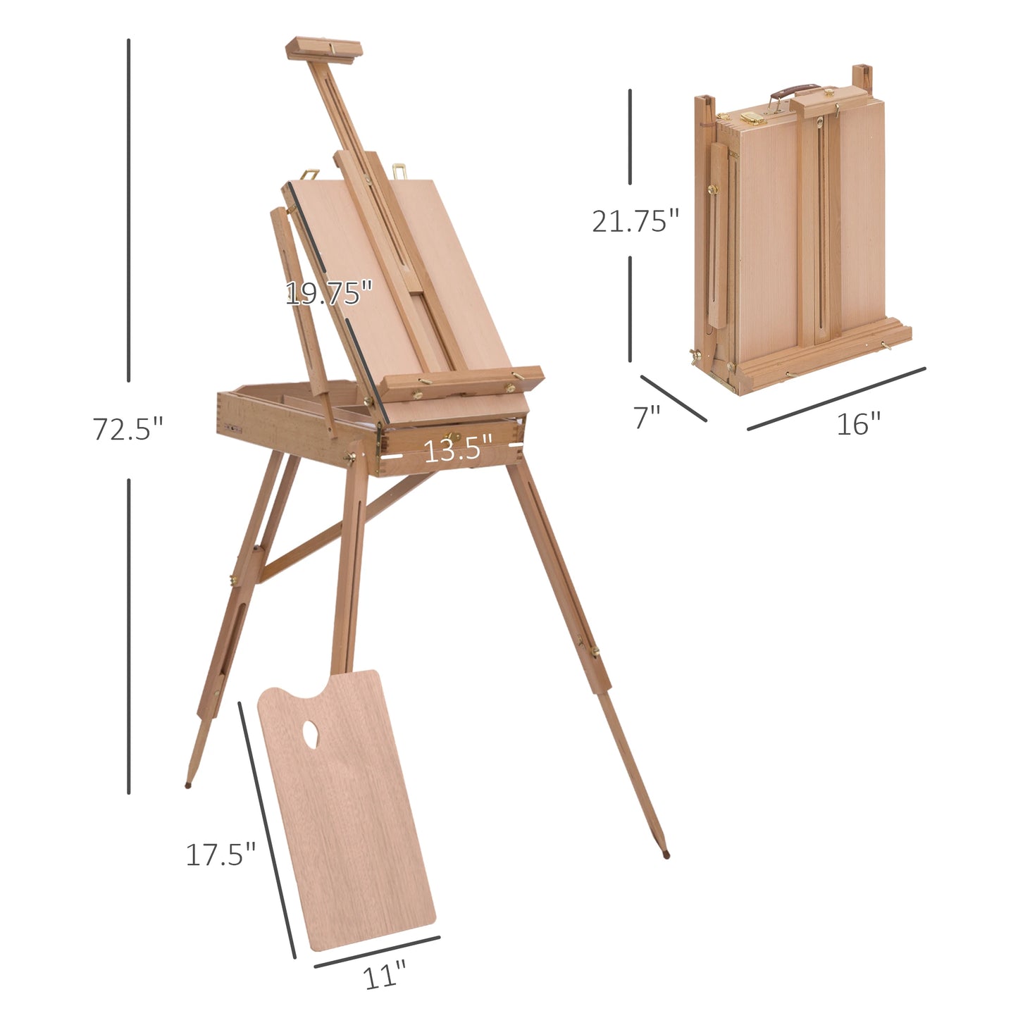 Folding Wood French Artists Easel Set Portable Art Painters Tripod Sketch Craft