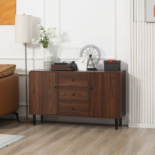 Kitchen Storage Sideboard, Buffet Cabinet with 2 Cupboards, 3 Drawers and Adjustable Shelves for Living Room, Brown