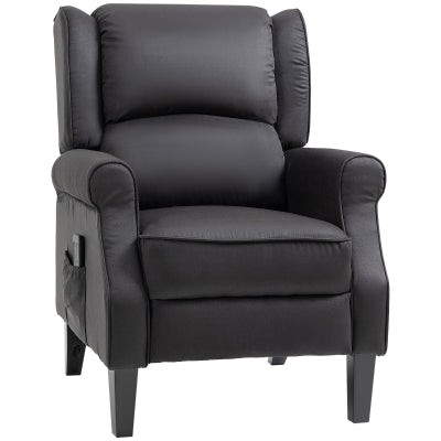 Massage Recliner Chair for Living Room, Push Back Recliner Armchair with Extendable Footrest, Remote Controller, Side Pocket, Black