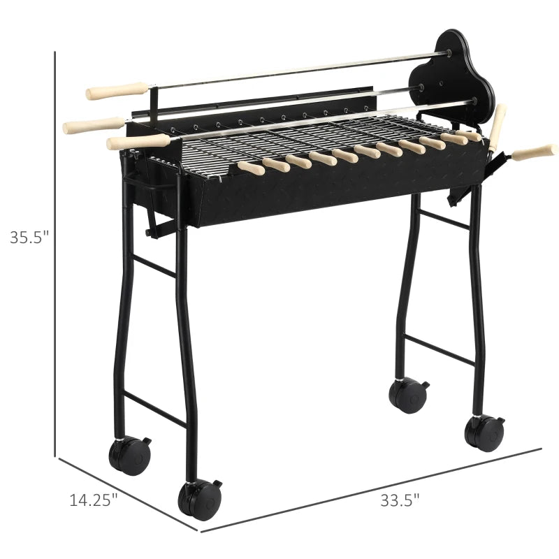 Outsunny Charcoal Trolley BBQ Garden Outdoor Barbecue Cooking Grill Powder Wheel