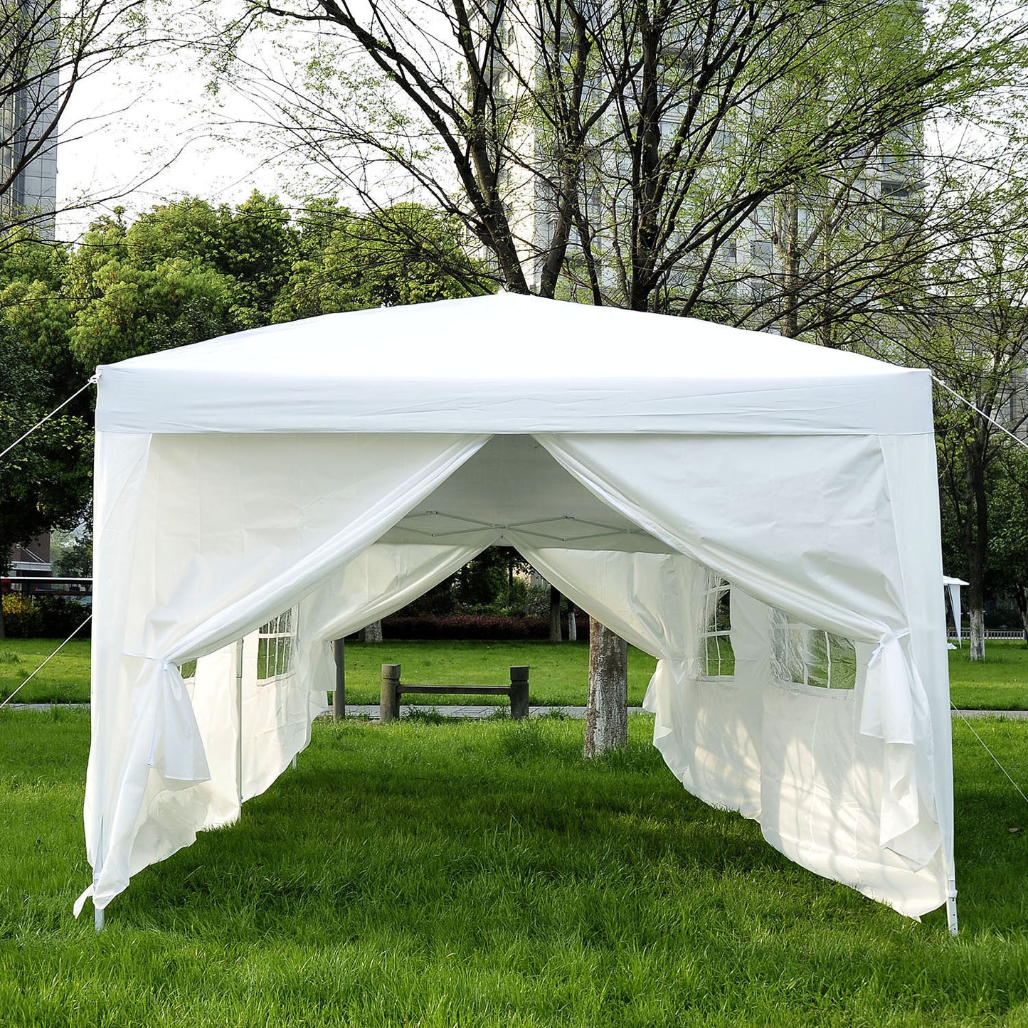 Outsunny 10’x20’ Outdoor Folding Pop Up Party Tent Wedding Gazebo Canopy Patio Shelter with 6 Sidewalls, White