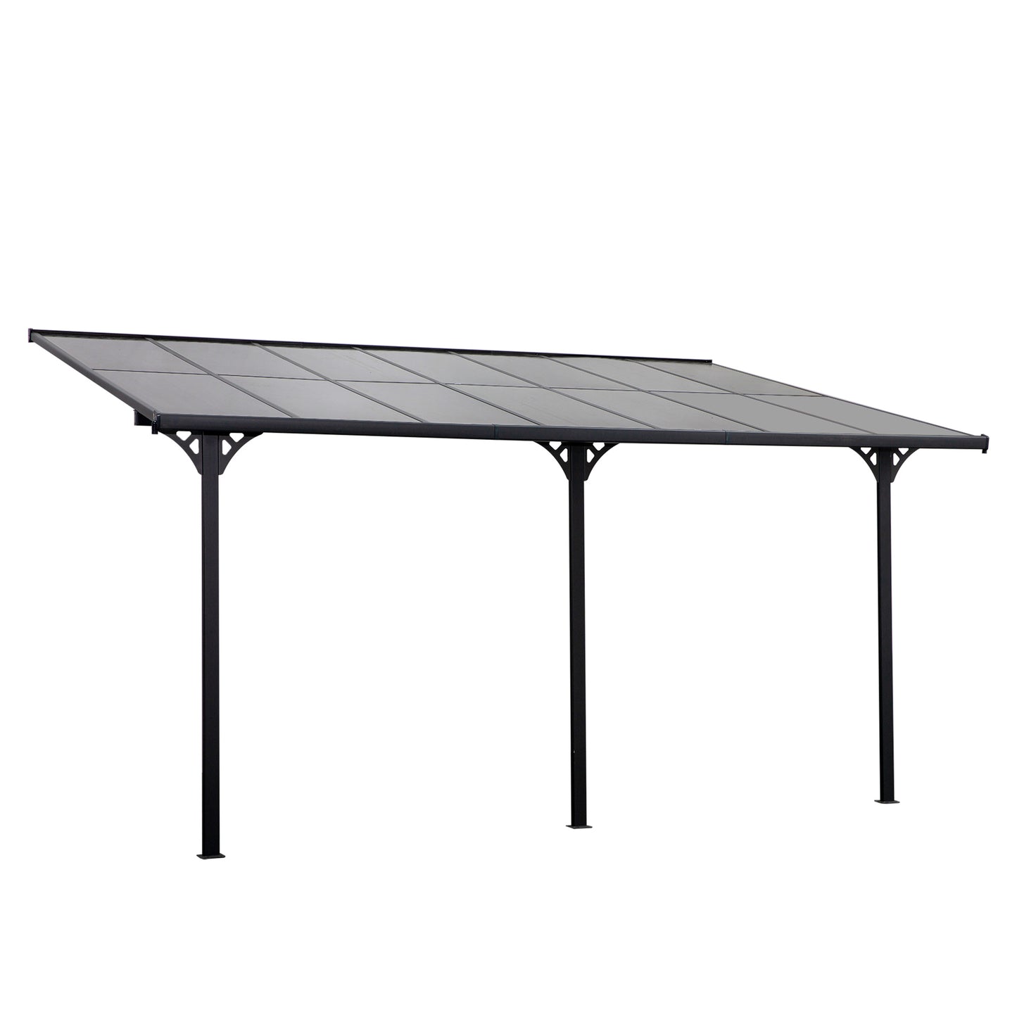 14.5' x 10' Outdoor Hardtop Pergola Polycarbonate Roof Gazebo with Adjustable Height, Aluminum Frame, and UV Protection, Grey