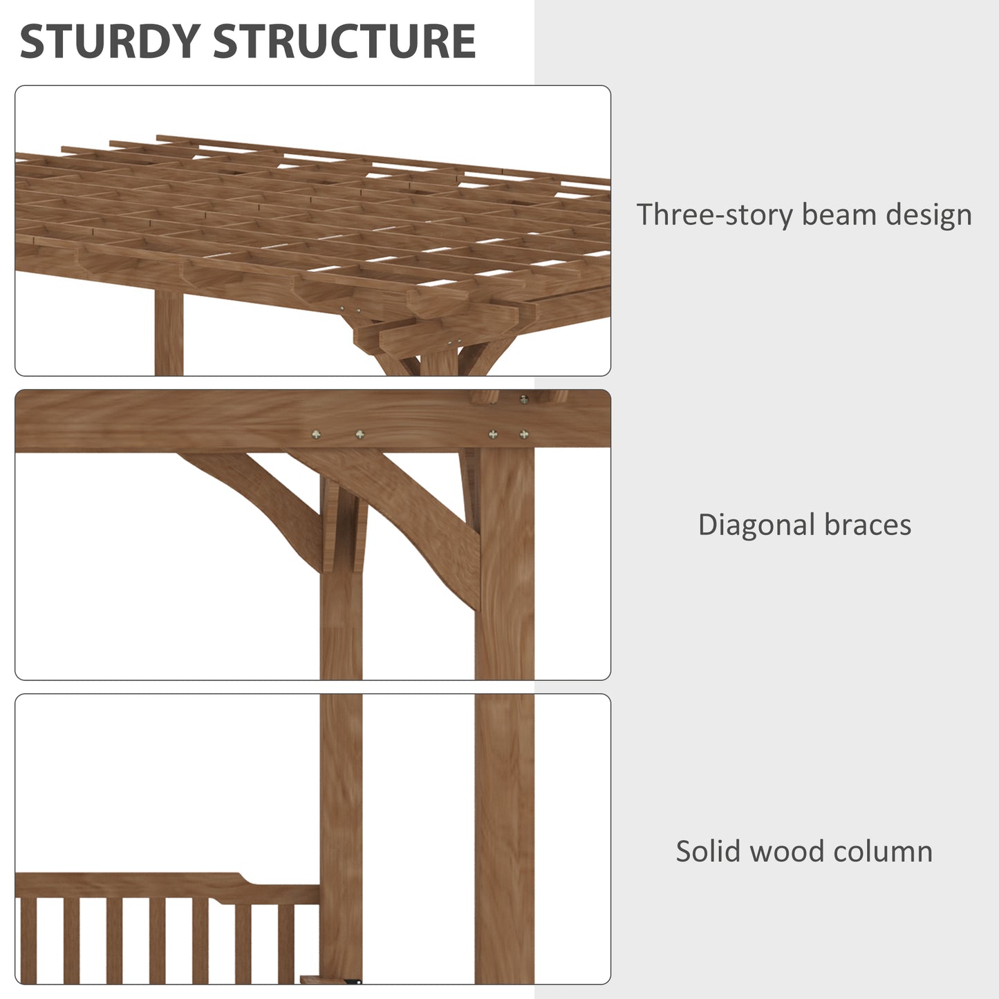 14' x 10' Outdoor Pergola, Wooden Gazebo Grill Canopy with Bar Counters and Seating Benches, for Garden, Patio, Backyard, Deck