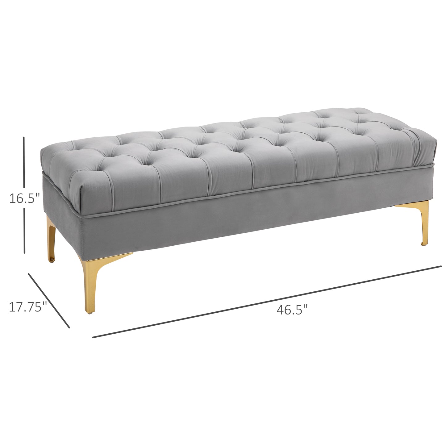 Modern Ottoman Bench Entryway Bed End Shoe Bench with Button Tufted for Living Room, Bedroom, Hallway, Grey