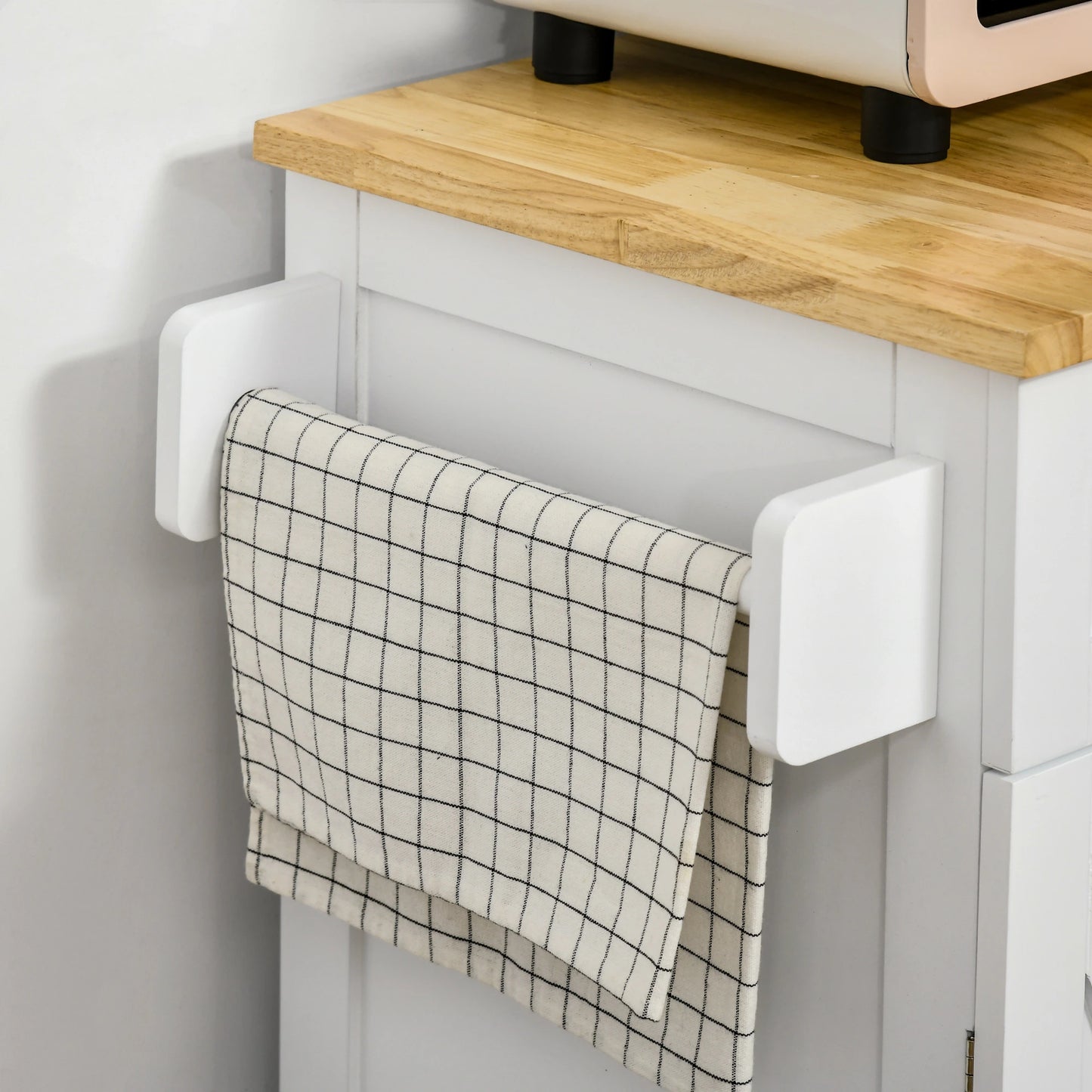 Foldable Kitchen Island with Storage Drawer, Farmhouse Style Rolling Utility Cart, Coffee Bar Cabinet on Wheels with Drop-Leaf Wood Top, White