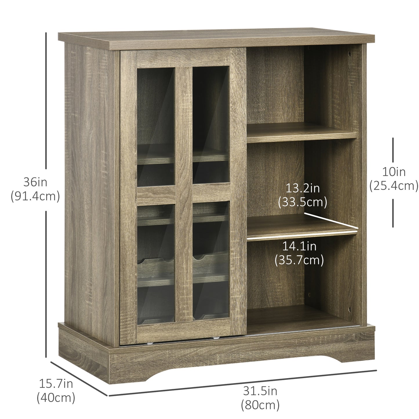 Buffet Table Sideboard and Buffet with Wine Racks Sliding Glass Door Storage Shelves for Living Room