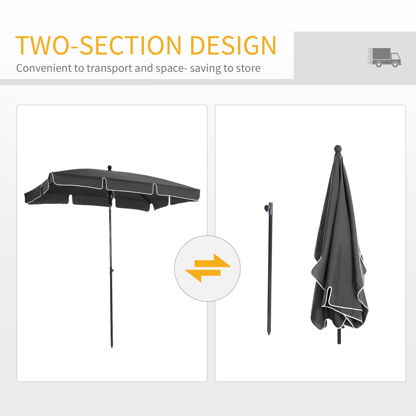 Outsunny 7x4ft Rectangle Tilt Patio Umbrella Outdoor Sunshade Canopy UV Protection Grey