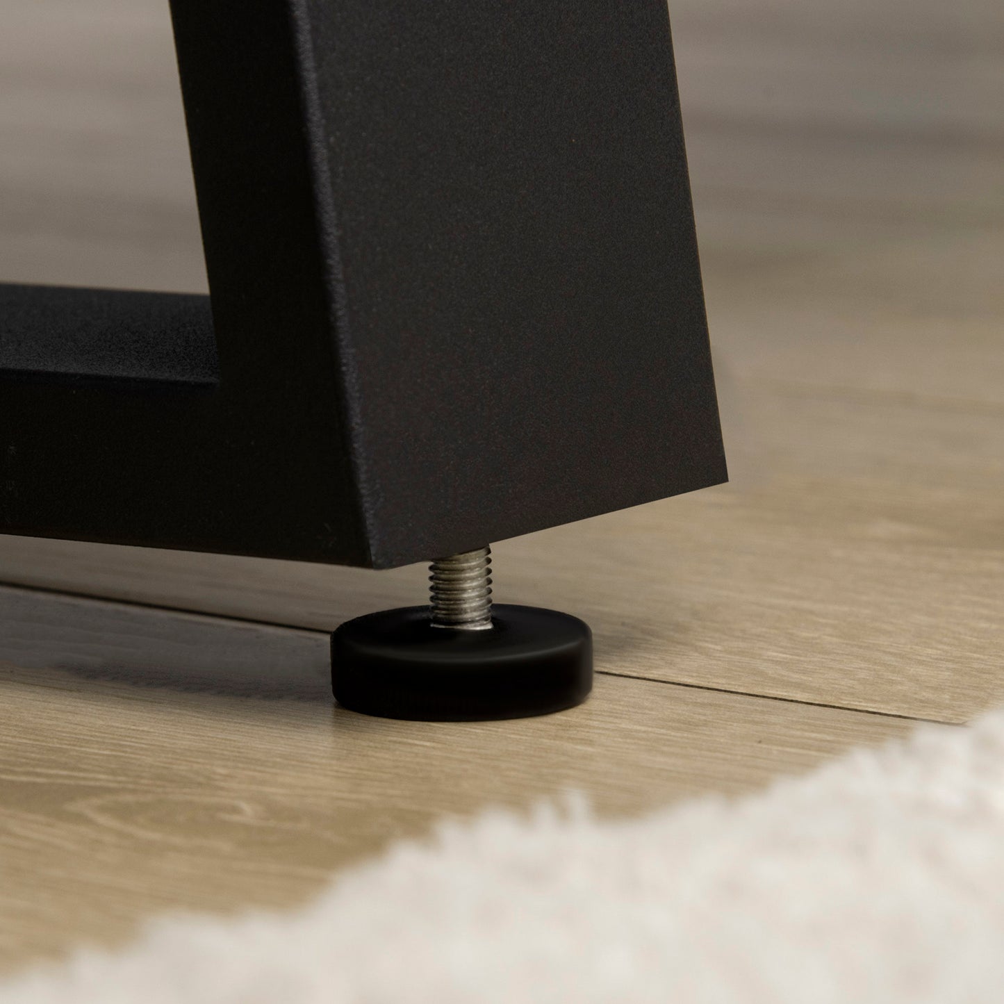 Garden Bench with Metal Legs, Rustic Wood Effect Concrete, Indoor or Outdoor Use for Patio, Park, Porch and Lawn, Natural and Black