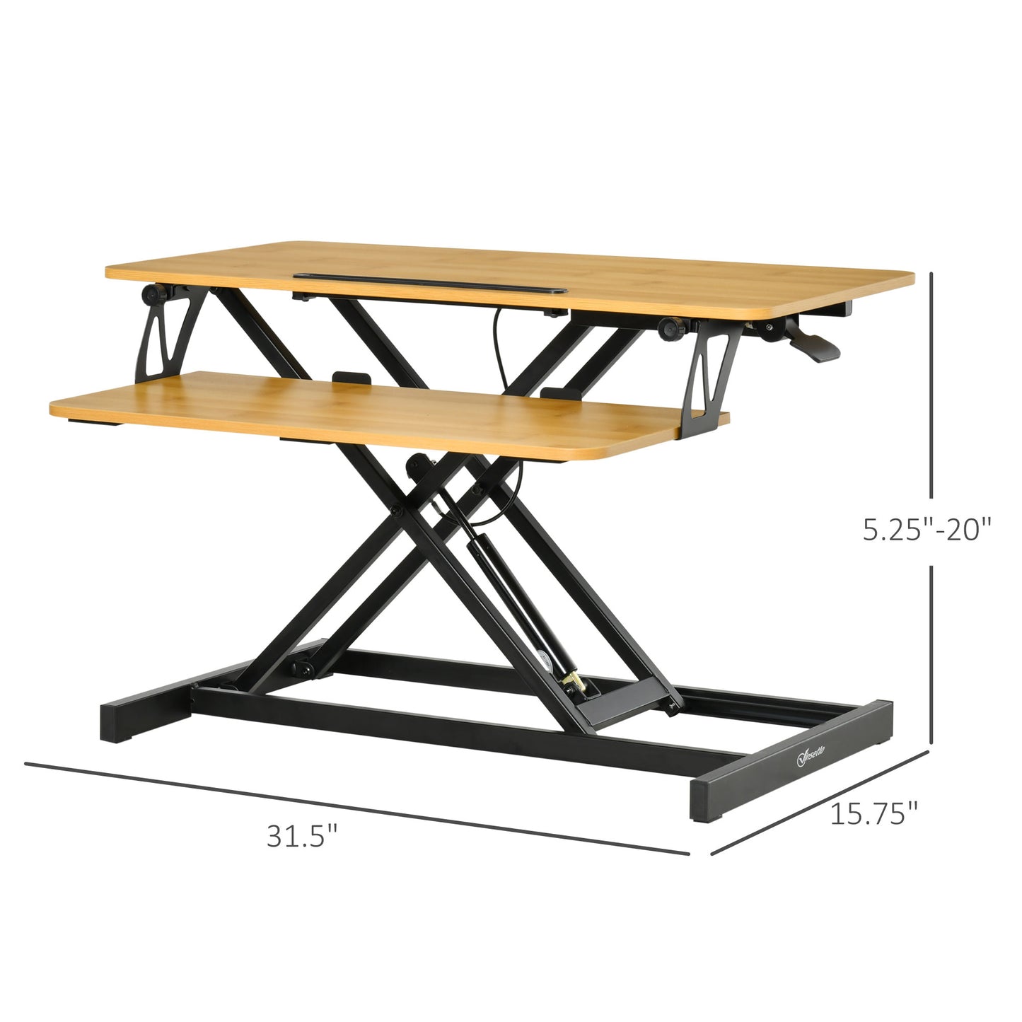 Vinsetto Liftable Computer Stand Height Adjustable Ergonomic Desktop Stand PC Detachable Keyboard Tray Widely Compatible, Workstation Riser for Home Office