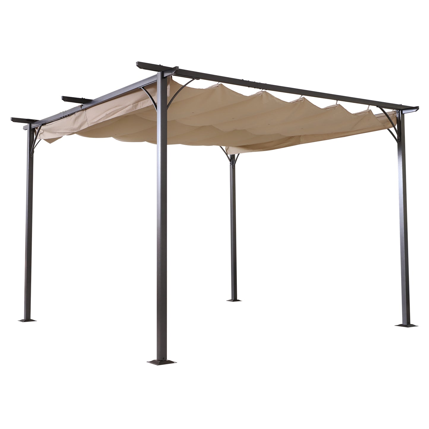 11.5’ Outdoor Pergola Gazebo Retractable Sun Shade Covered Backyard Patio Shelter