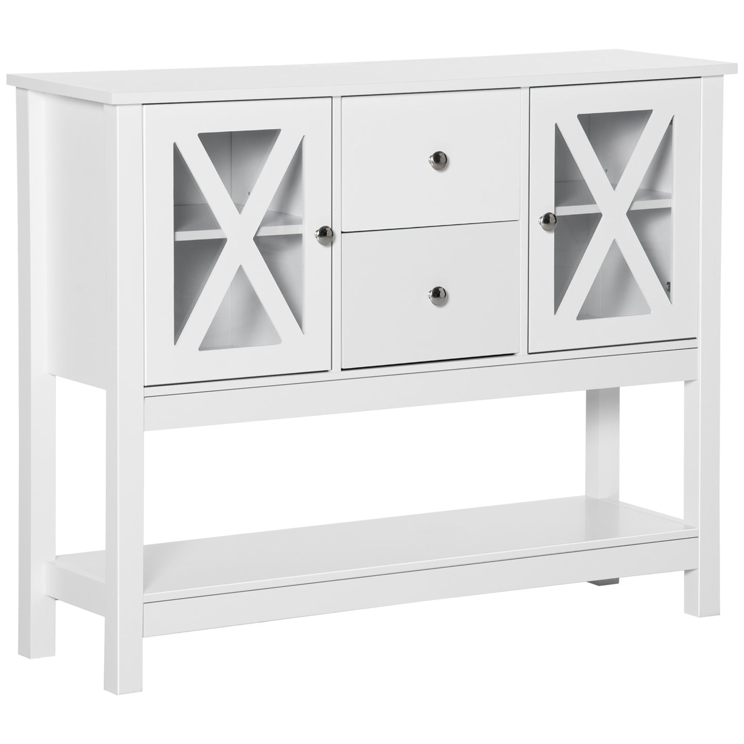 Modern Sideboard, Glass Door Buffet Cabinet with Storage Drawers, and Adjustable Shelves, Console Table for Living Room, Kitchen, Entryway, White