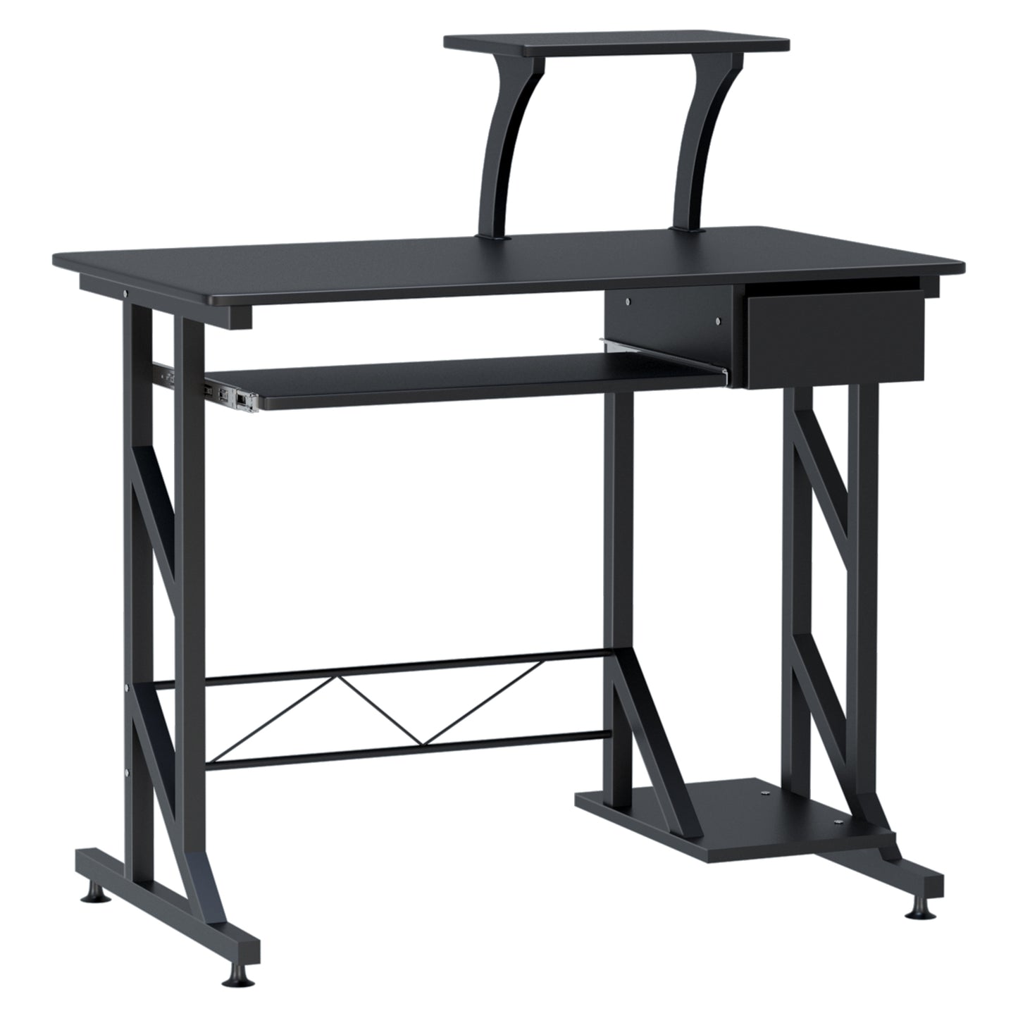 Computer Desk with Keyboard Tray, Writing Desk with Drawer, Workstation for Home Office, Black (35.4"Lx19.7"Wx37.4"H)