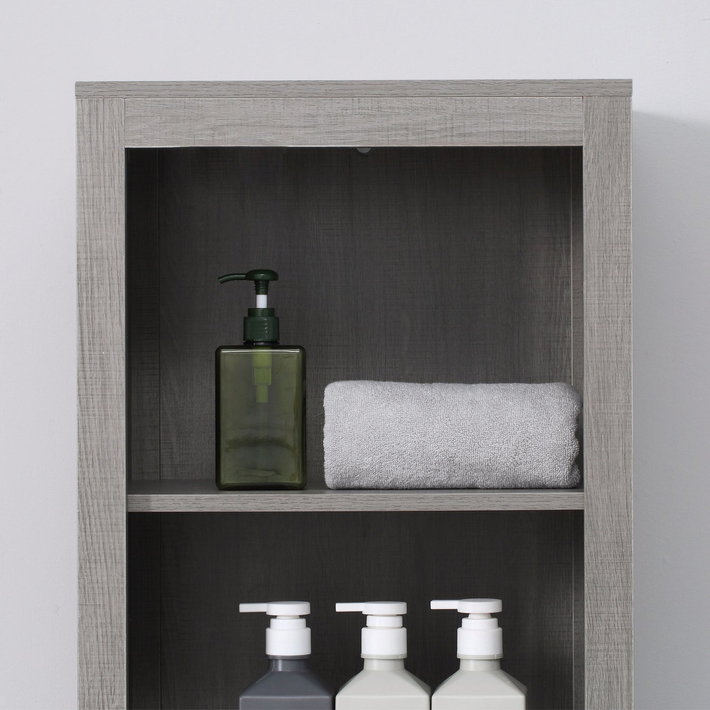 Narrow Bathroom Storage Cabinet with Drawer and 5 Tier Shelf, Tall Cupboard Freestanding Linen Towel, Grey