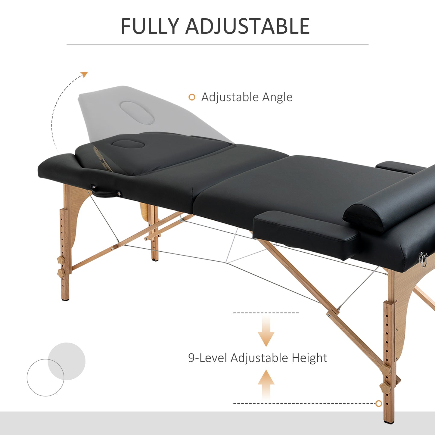 72 Inches Portable Reiki Massage Table 4inch Thickened Pad Folding Adjustable Height Health SPA Tatto Bed Black