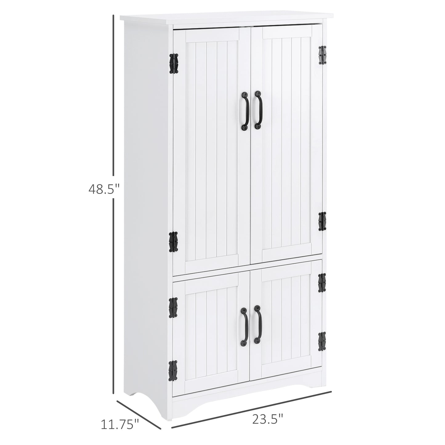 Accent Floor Storage Cabinet Kitchen Pantry with Adjustable Shelves and Doors, White