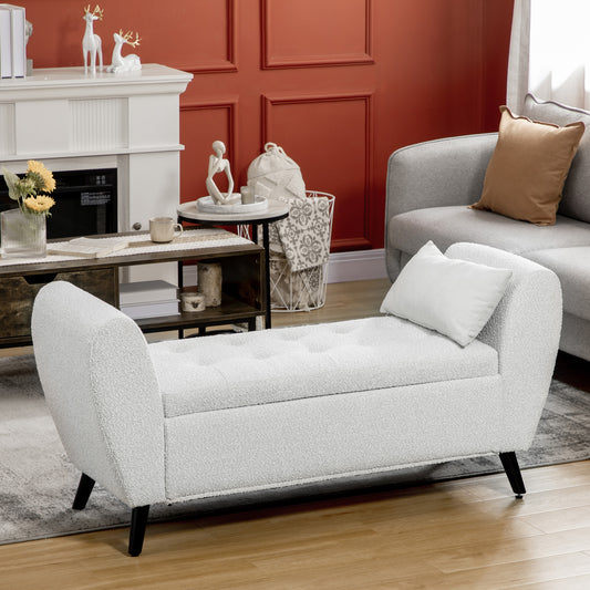 Upholstered Storage Bench with Arms, Modern Ottoman Bench for Bedroom, Entryway, and Living Room, Light Gray