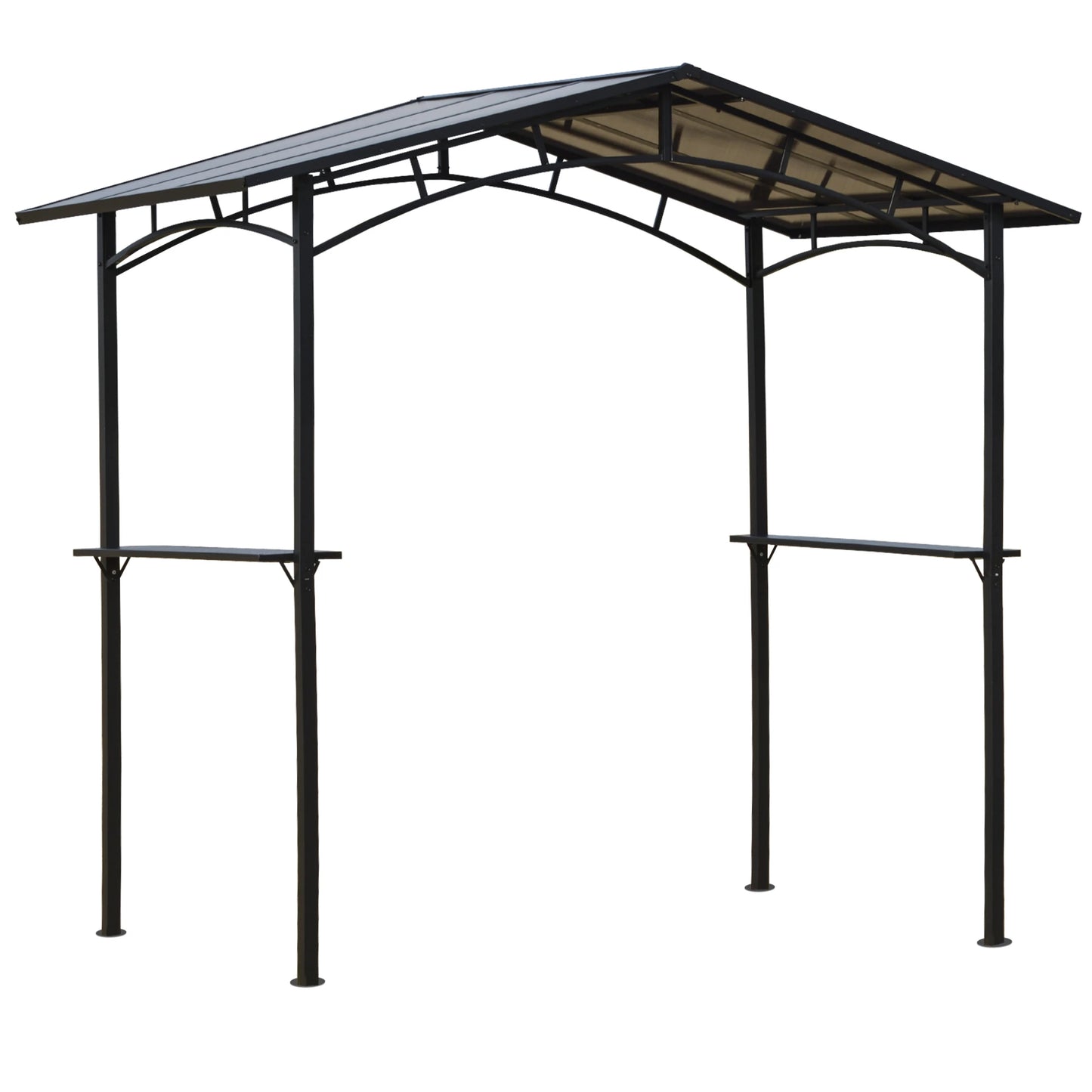 Outsunny 8' x 5' Hardtop Grill Gazebo Aluminium BBQ Canopy Gazebo Outdoor Canopy with Side Shelves