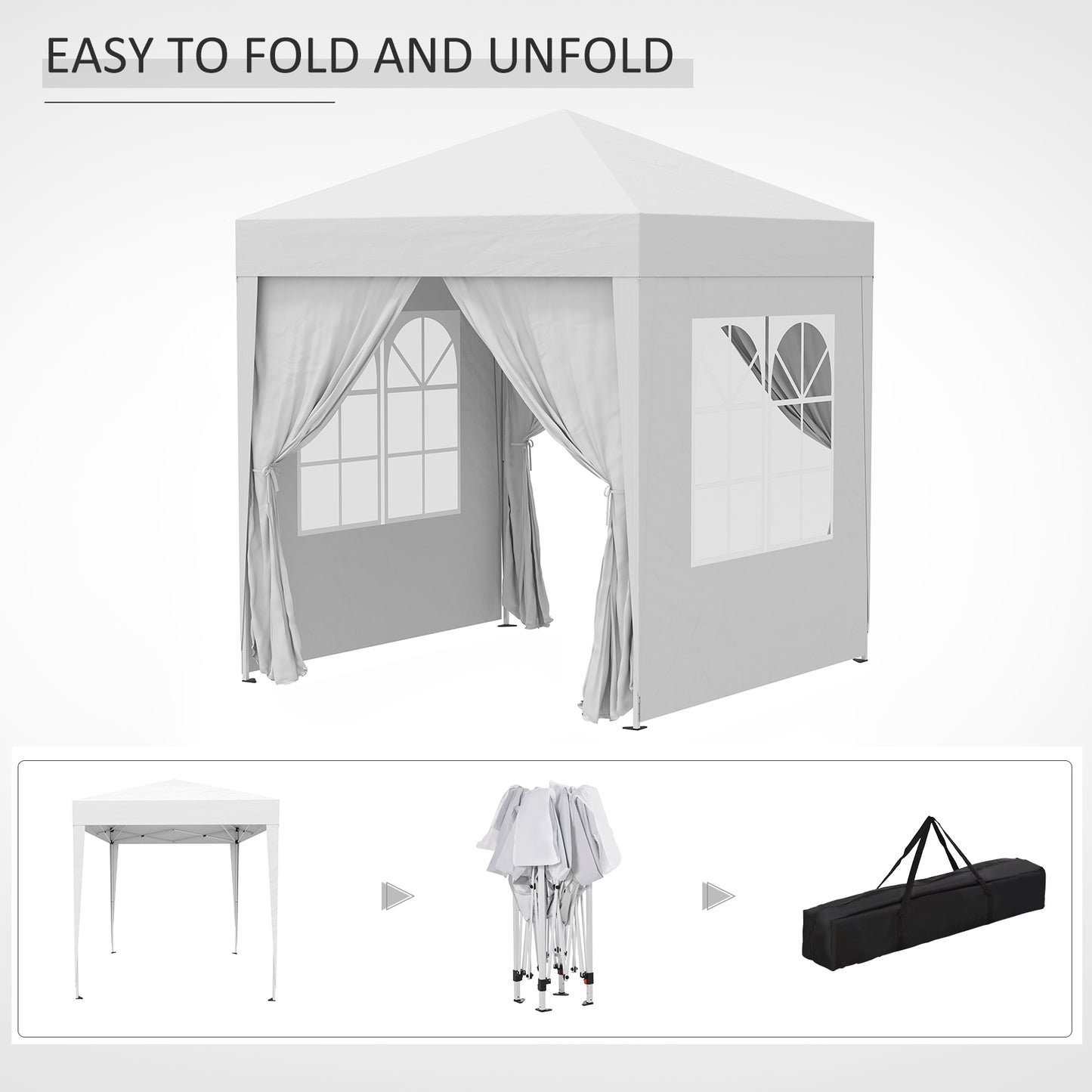 Outsunny 6.6x6.6ft Pop Up Party Tent Outdoor Folding Gazebo Canopy with Side Walls White