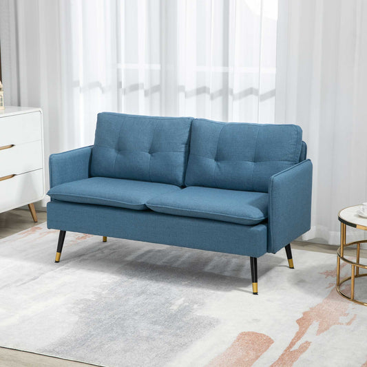 55" Loveseat Sofa for Bedroom, Modern Love Seats Furniture with Button Tufting, Upholstered Small Couch for Small Space, Dark Blue