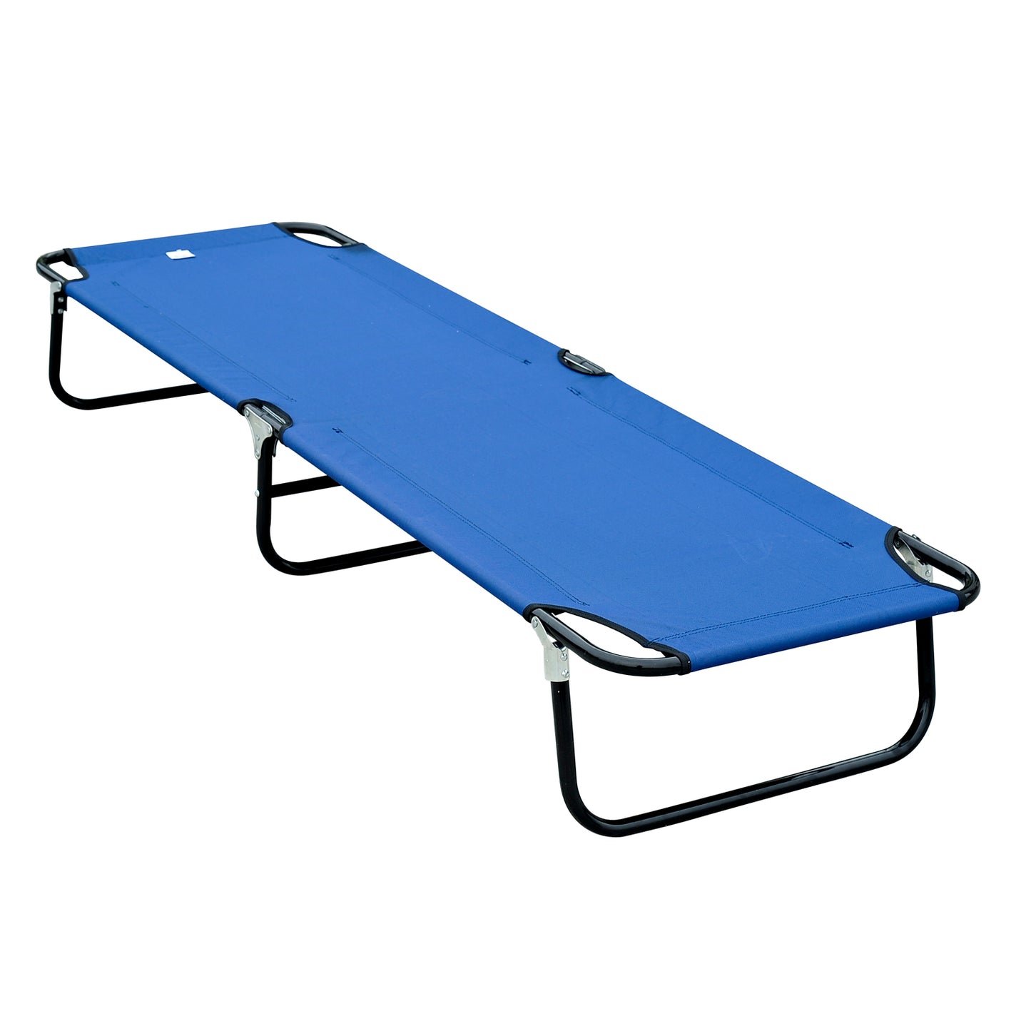 Outsunny Outdoor Portable Camping Bed Army Cot Indoor Folding Travel Cot (Blue)