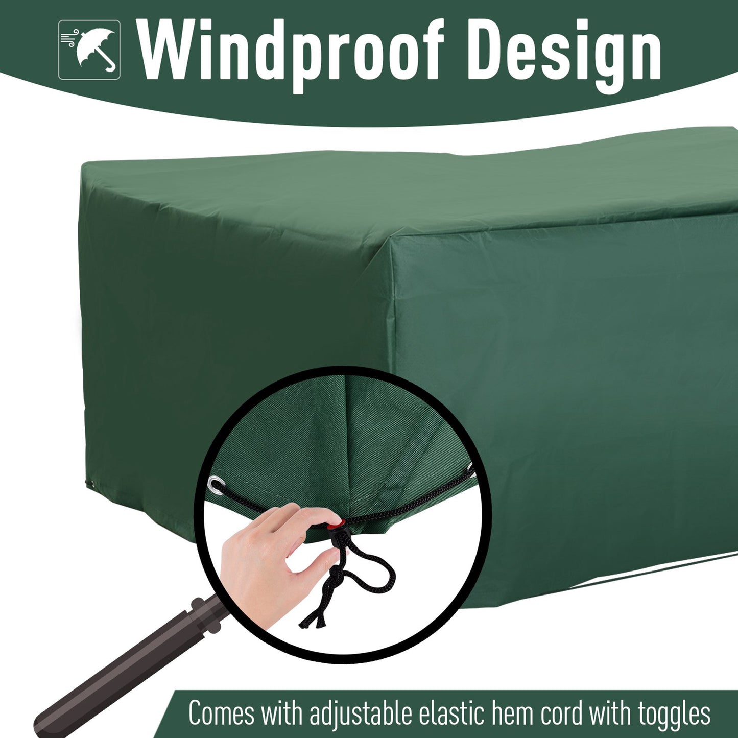 Outsunny 96.5”L x 65.7”W x 26.4”H Garden Furniture Protective Covers Patio Outdoor Rattan Wicker Furniture Cover Oxford (5-7 pcs) Waterproof UV Rain Protector Dark Green