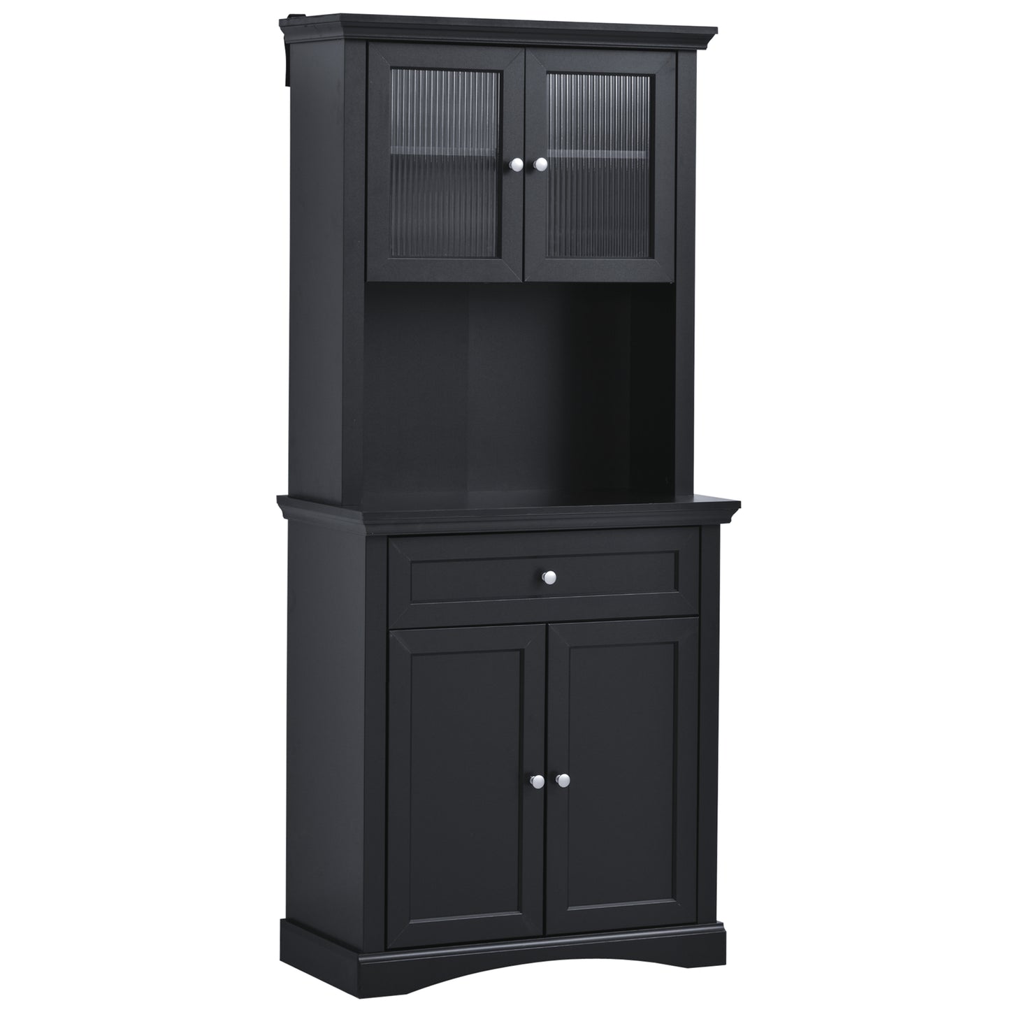 Tall Colonial Style Kitchen Pantry Storage Cabinet W/ Adjustable Shelves Black