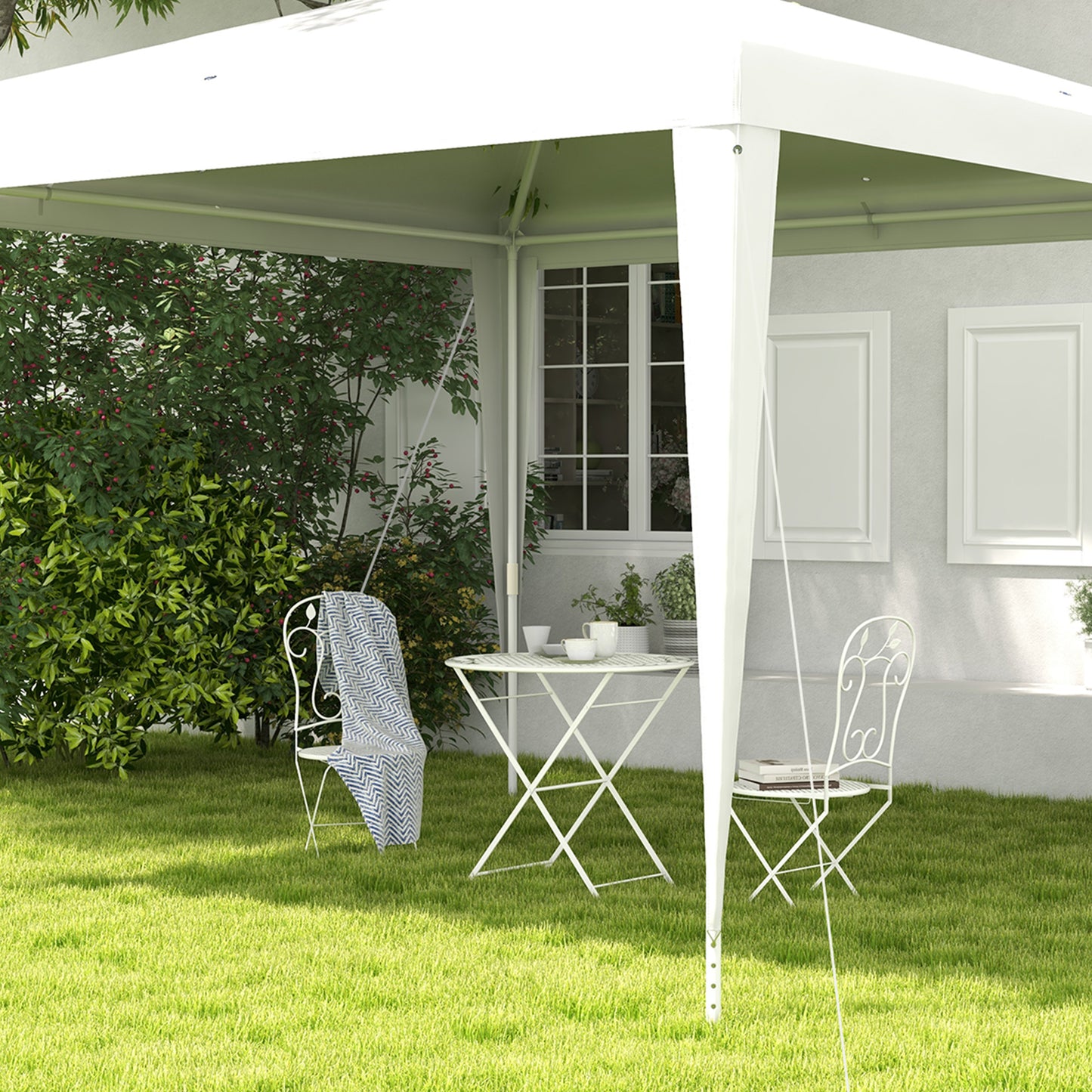 10x10ft Party Tent Portable Gazebo, Folding Garden Canopy Event Shelter Outdoor Sunshade White