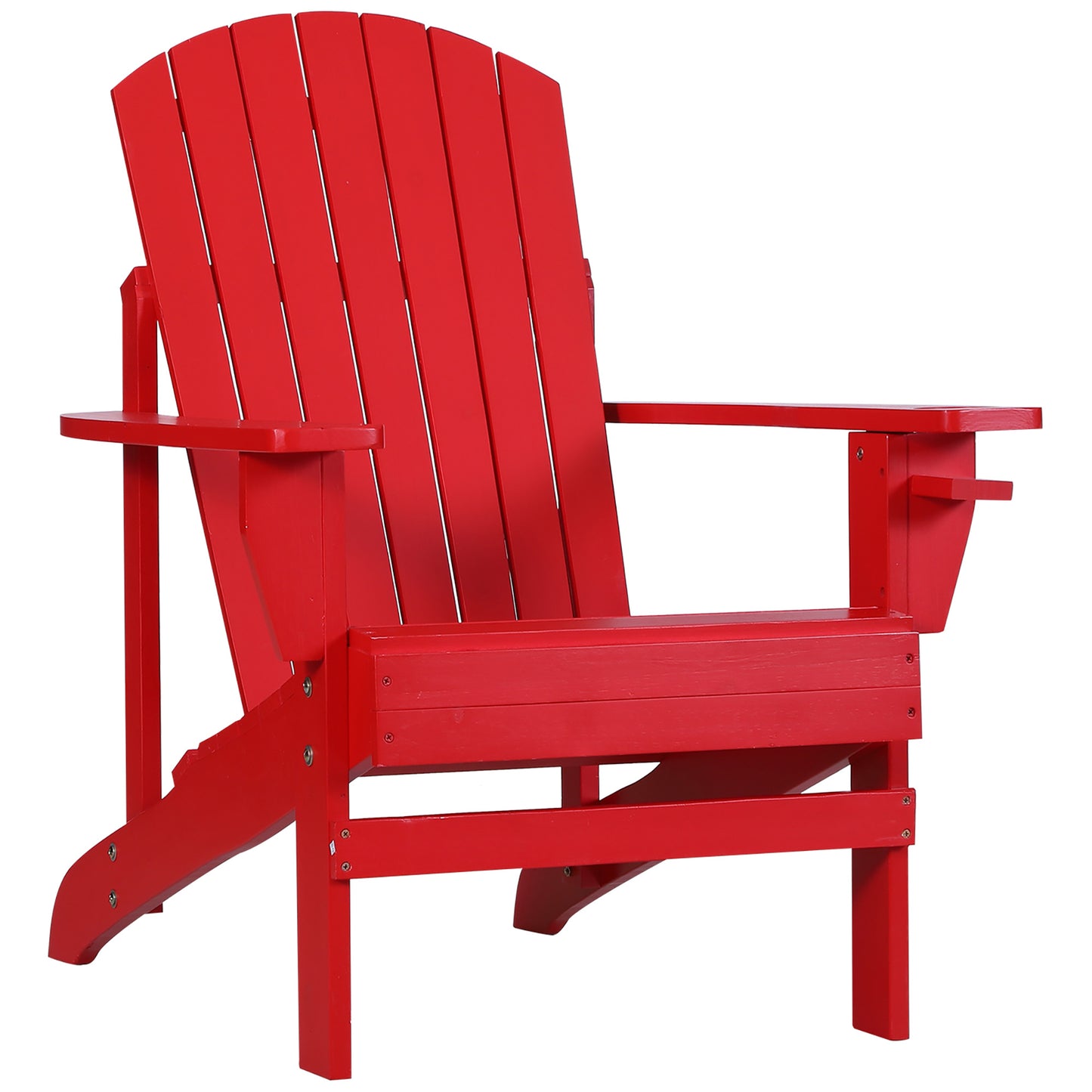 Outsunny Classic Adirondack Chair, Muskoka Chairs, Garden Deck Chair with Cup Holder for Patio, Indoor, Backyard, Red