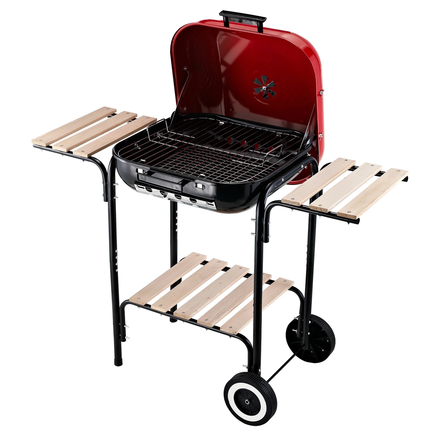 Outsunny Charcoal BBQ Trolley Barbecue Grill Patio Heat Resistant Rolling