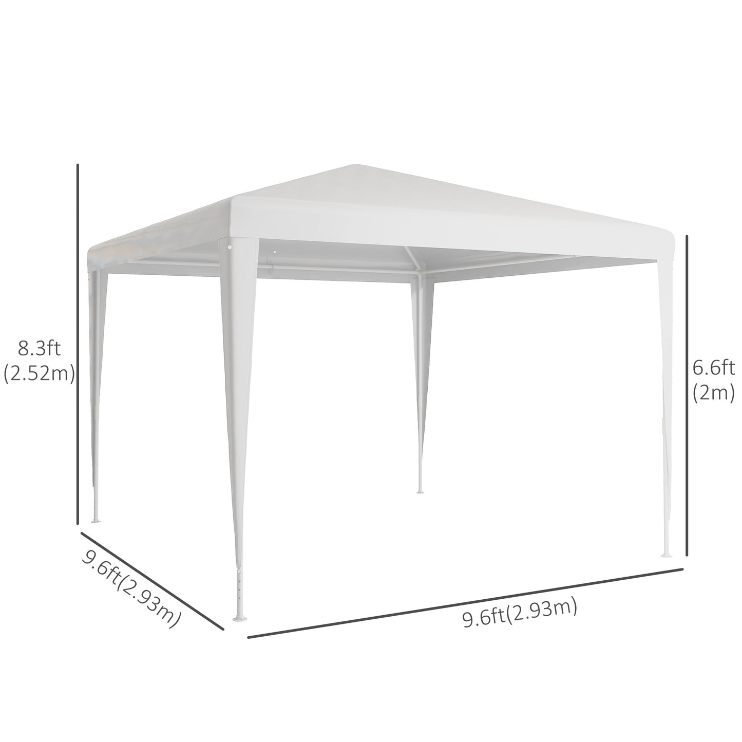 10x10ft Party Tent Portable Gazebo, Folding Garden Canopy Event Shelter Outdoor Sunshade White