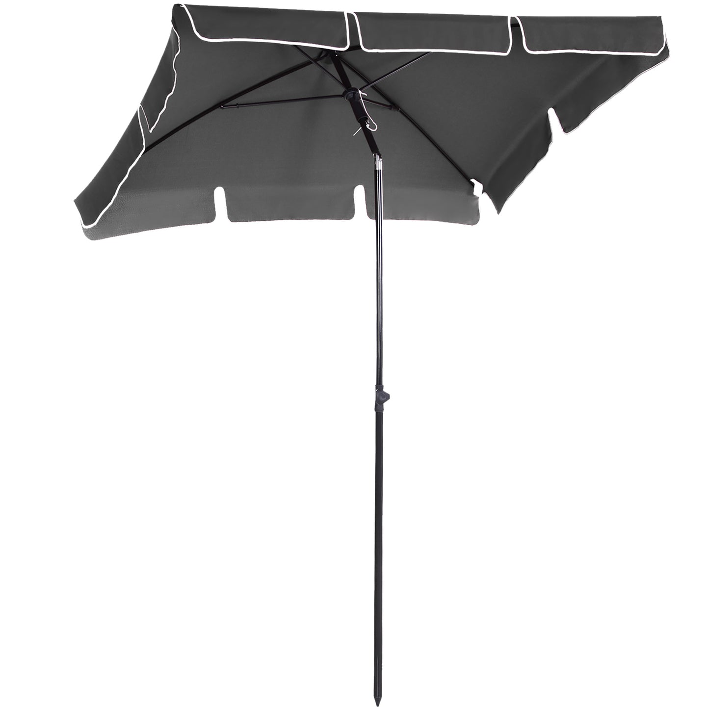 Outsunny 7x4ft Rectangle Tilt Patio Umbrella Outdoor Sunshade Canopy UV Protection Grey