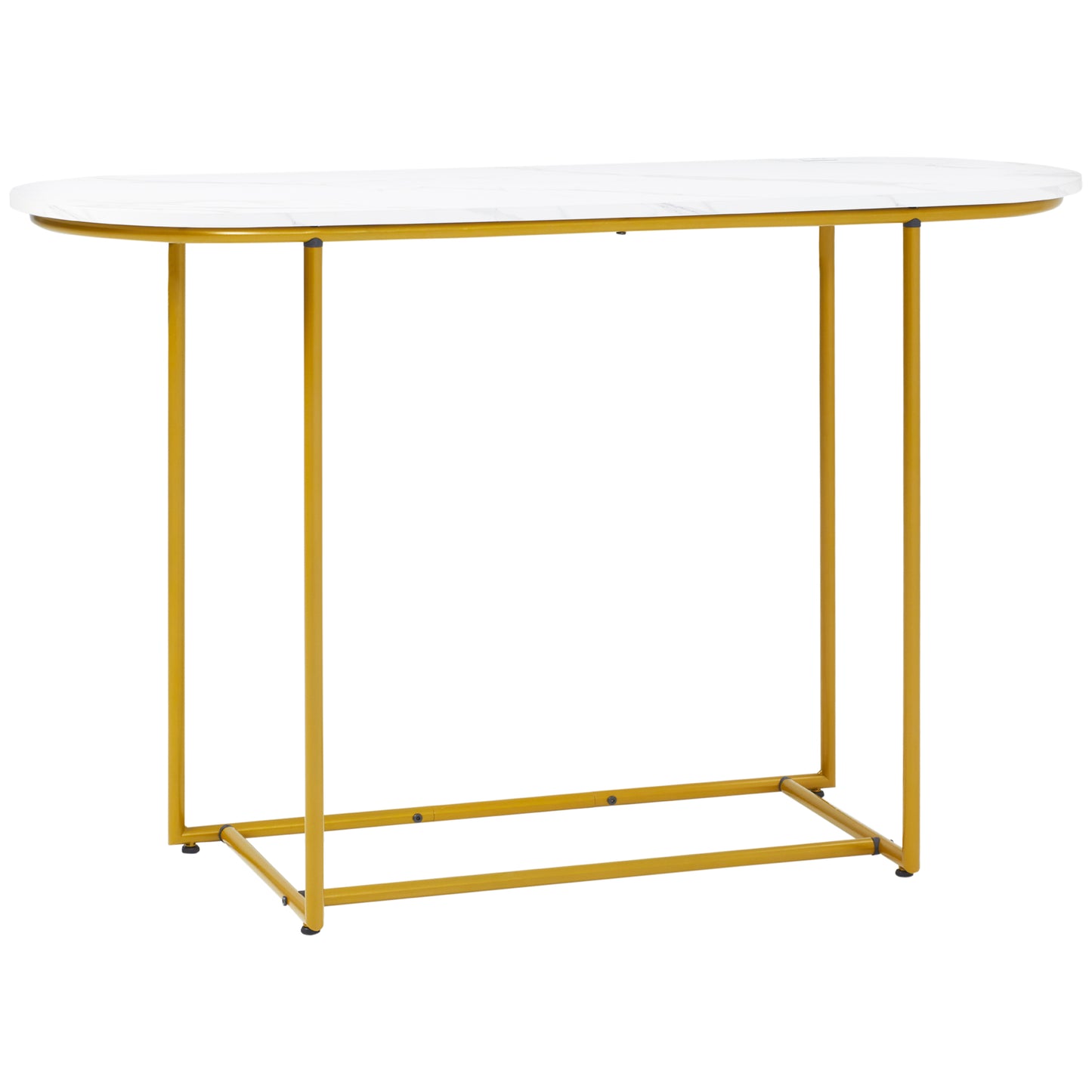 47" Console Table, Modern Sofa Table with Gold Steel Legs for Entryway, Living Room and Bedroom, White and Gold